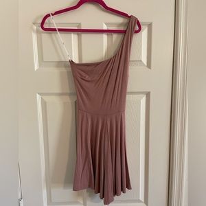 Lulu’s one shoulder romper with tie in the back